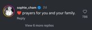 Sophie Cunningham’s comment under Erika Kirk’s Instagram post